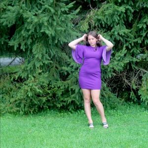 NWOT Body con wide sleeved purple mini dress